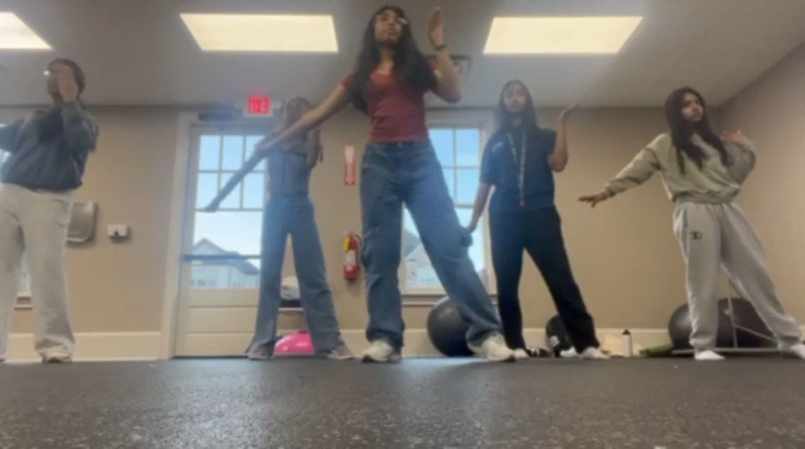 Dance team practicing in studio